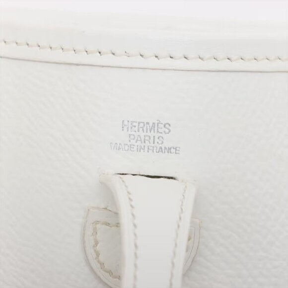Authentic HERMES Evelyn TPM Mini Clemence Epsom Leather White Shoulder Bag Tote - Picture 7 of 7